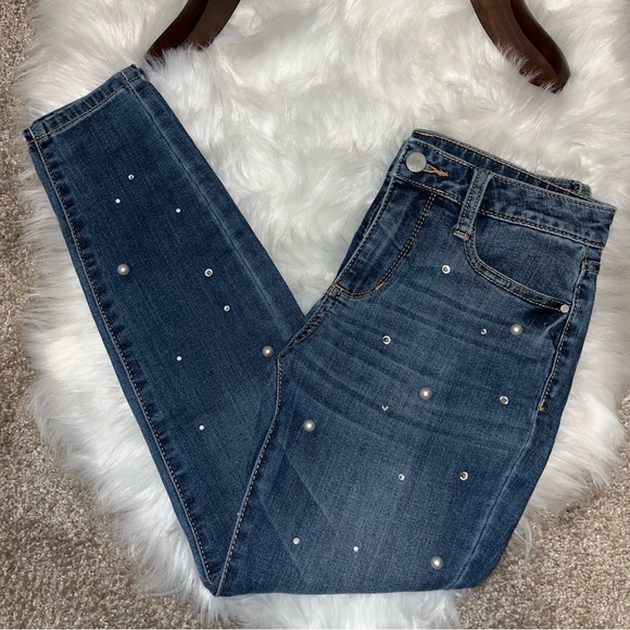 💎 a.n.a Pearl & Rhinestone Embellished Skinny’s - Picture 3 of 10